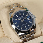 2024 ROLEX DATEJUST SMOOTH BEZEL OYSTER BRACELET BLUE DIAL 41MM 126300