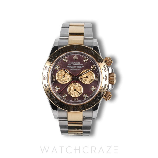 ROLEX COSMOGRAPH DAYTONA TWO TONE YELLOG GOLD AND STEEL BLACK MOTHER OF PEARL DIAL 40MM 116503