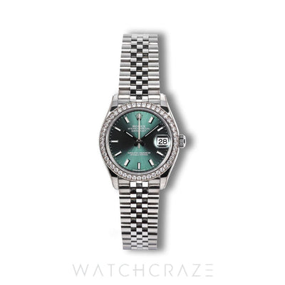 2022 ROLEX DATEJUST MINT GREEN DIAMOND BEZEL 31MM 278384RBR