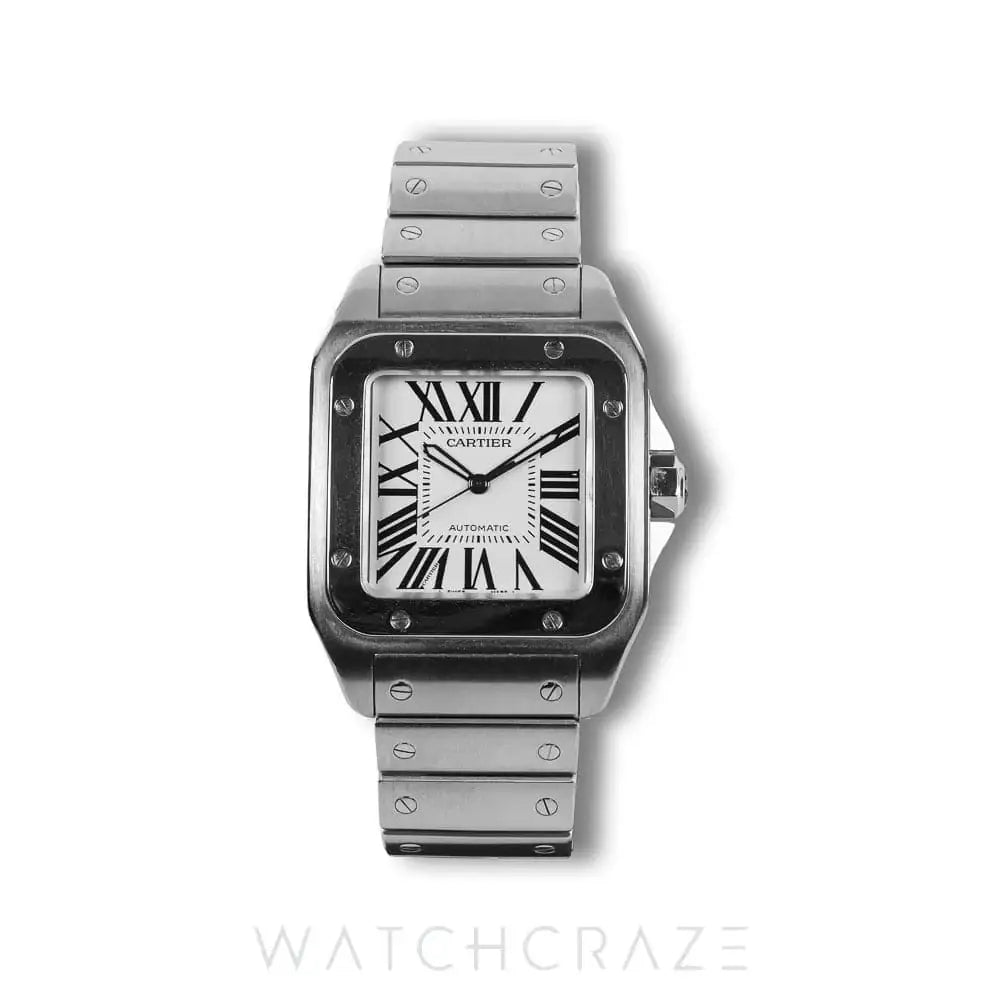 CARTIER SANTOS 100 XL AUTOMATIC STAINLESS STEEL WHITE DIAL W20073X8