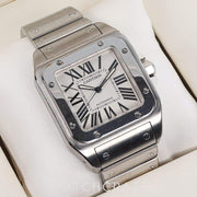 CARTIER SANTOS 100 XL AUTOMATIC STAINLESS STEEL WHITE DIAL W20073X8
