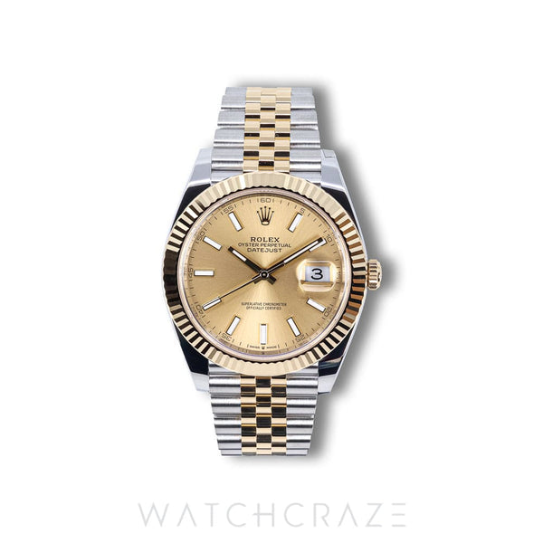2026 ROLEX DATEJUST TWO TONE YELLOW GOLD AND STEEL CHAMPAGNE DIAL 41MM 126333