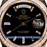2025 ROLEX DAY DATE YELLOW GOLD OYNX DIAL DIAMOND BEZEL 40MM 228238