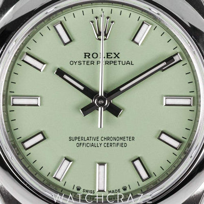 2025 ROLEX LADIES OYSTER PERPETUAL PISTACHIO DIAL 28MM 276200