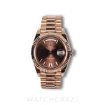2023 ROLEX DAY DATE ROSE GOLD CHOCOLATE ROMAN DIAL 40MM 228235