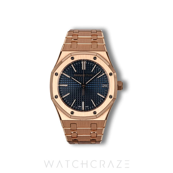 2024 AUDEMARS PIGUET ROYAL OAK ROSE GOLD BLUE DIAL 41MM (STICKERS APPLIED) 15400OR.OO.1220OR.03