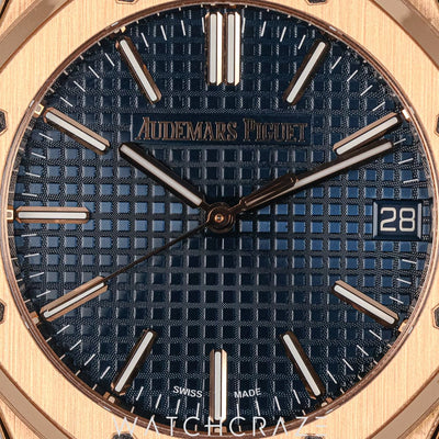 2024 AUDEMARS PIGUET ROYAL OAK ROSE GOLD BLUE DIAL 41MM (STICKERS APPLIED) 15400OR.OO.1220OR.03