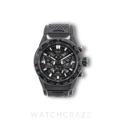 2021 TAG HEUER CARRERA SKELETON CARBON RUBBER 45MM CBG2A91.FT6173