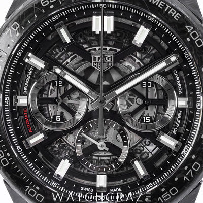 2021 TAG HEUER CARRERA SKELETON CARBON RUBBER 45MM CBG2A91.FT6173