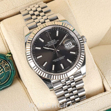 2018 ROLEX DATEJUST GREY DIAL FLUTED JUBILEE 41MM 126334