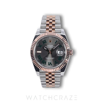 2023 ROLEX DATEJUST TWO TONE ROSE GOLD AND STEEL WIMBLEDON DIAL 41MM 126331