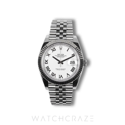 2023 ROLEX DATEJUST FLUTED JUBILEE WHITE ROMAN DIAL 41MM 126334