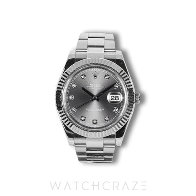 ROLEX DATEJUST GREY DIAL DIAMOND MARKERS 41MM 126334