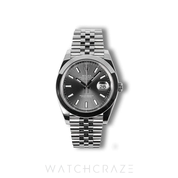 2024 ROLEX DATEJUST SMOOTH OYSTER RODIUM DIAL 41MM 126300