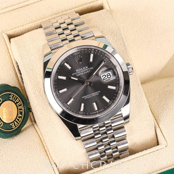 2024 ROLEX DATEJUST SMOOTH JUBILEE RODIUM DIAL 41MM 126300
