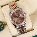 2022 ROLEX DATEJUST TWO TONE ROSE GOLD AND STEEL ROSE GOLD DIAL DIAMOND BEZEL 36MM 126281RBR