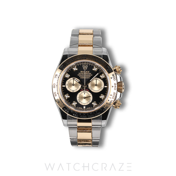 2025 ROLEX DAYTONA TWO TONE DIAMOND BLACK DIAL 40MM 126503