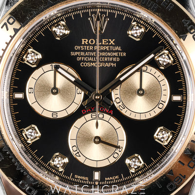 2025 ROLEX DAYTONA TWO TONE DIAMOND BLACK DIAL 40MM 126503