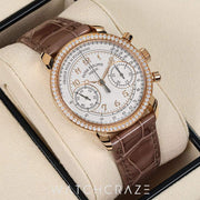 2021 PATEK PHILIPPE COMPLICATIONS CHRONOGRAPH RG DIAMOND BEZEL 38MM 7150/250R-001
