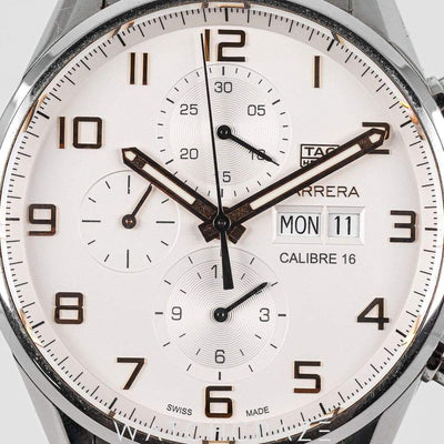 2018  TAG HEUER CALIBRE 16 WHITE DIAL 43MM CV2A1AC.BA0738