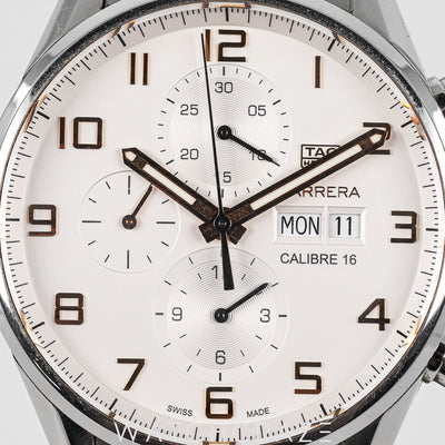 2018  TAG HEUER CALIBRE 16 WHITE DIAL 43MM CV2A1AC.BA0738