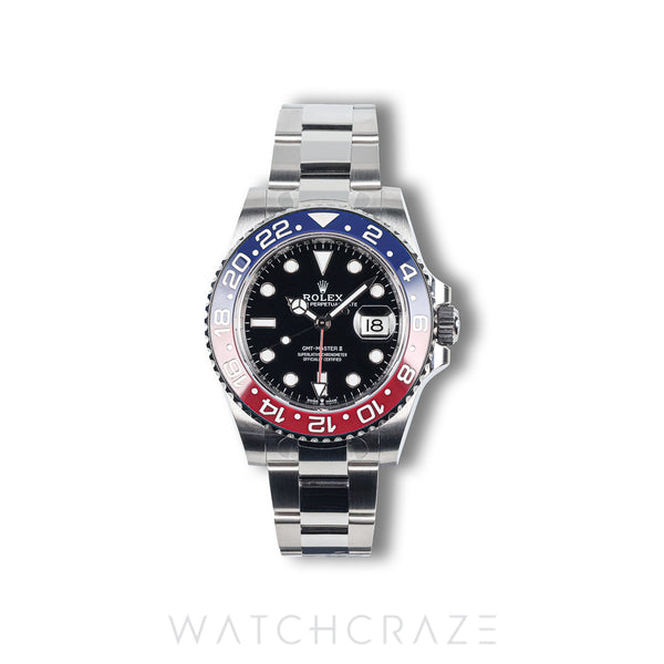 2022 ROLEX GMT MASTER II PEPSI OYSTER BLACK DIAL 40MM 126710BLRO