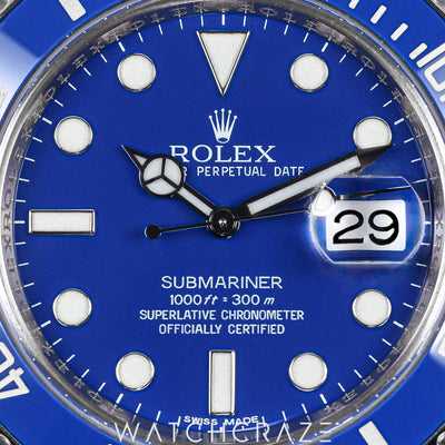2010 ROLEX SUBMARINER DATE WHITE GOLD BLUE DIAL SMURF 40MM 116619LB