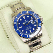 2010 ROLEX SUBMARINER DATE WHITE GOLD BLUE DIAL SMURF 40MM 116619LB
