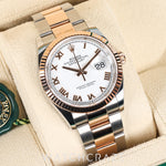2023 ROLEX DATEJUST TWO TONE ROSE GOLD AND STEEL WHITE ROMAN DIAL 36MM 126231