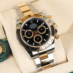 2025 ROLEX DAYTONA COSMOGRAPH TWO TONE YELLOW GOLD AND STEEL BLACK DIAL 40MM 126503