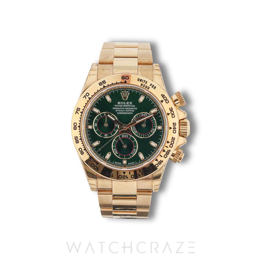 2021 ROLEX COSMOGRAPH DAYTONA YELLOW GOLD GREEN DIAL "JOHN MAYER" 40MM 116508