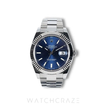 2023 ROLEX DATEJUST OYSTER FLUTED BEZEL BLUE DIAL 41MM 126334