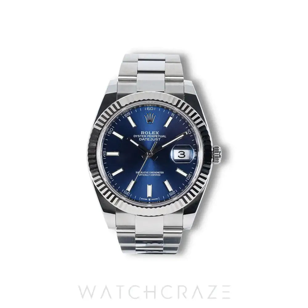 2023 ROLEX DATEJUST OYSTER FLUTED BEZEL BLUE DIAL 41MM 126334