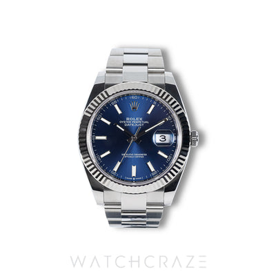 2023 ROLEX DATEJUST OYSTER FLUTED BEZEL BLUE DIAL 41MM 126334