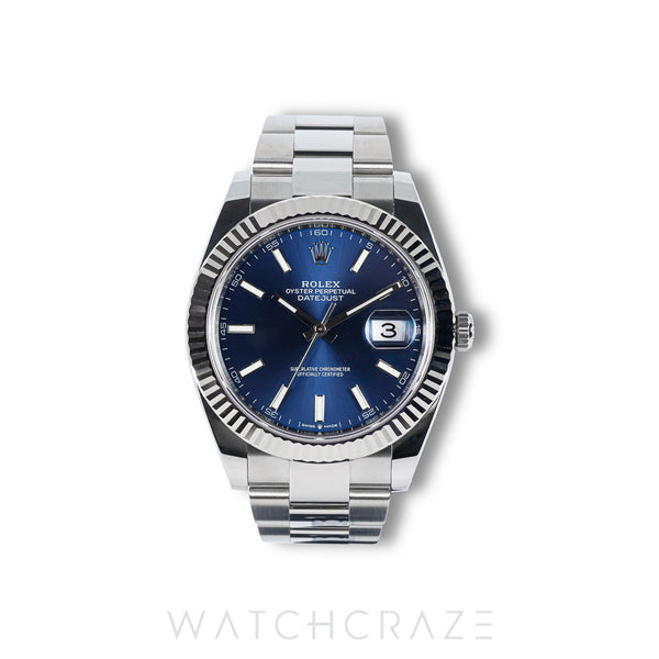 2023 ROLEX DATEJUST OYSTER FLUTED BEZEL BLUE DIAL 41MM 126334