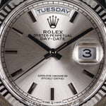 2025 ROLEX DAY-DATE WHITE GOLD SILVER DIAL 36MM 128239