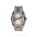 2025 ROLEX DAY-DATE WHITE GOLD SILVER DIAL 36MM 128239