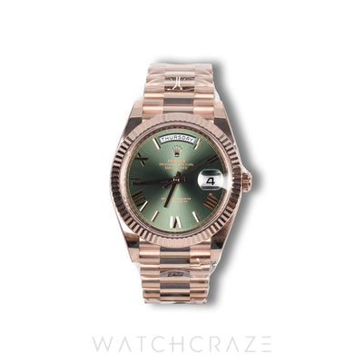 2026 ROLEX DAY-DATE ROSE GOLD OLIVE DIAL 40MM 228235