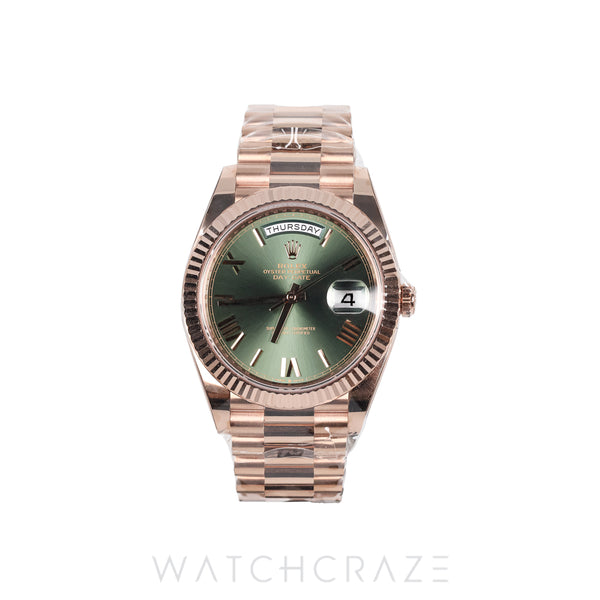 2026 ROLEX DAY-DATE ROSE GOLD OLIVE DIAL 40MM 228235