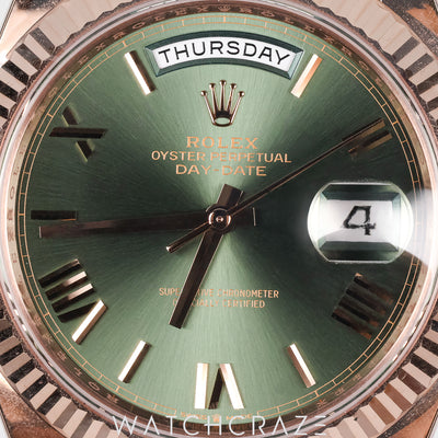 2026 ROLEX DAY-DATE ROSE GOLD OLIVE DIAL 40MM 228235