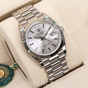 2025 ROLEX DAY-DATE WHITE GOLD SILVER DIAL 36MM 128239