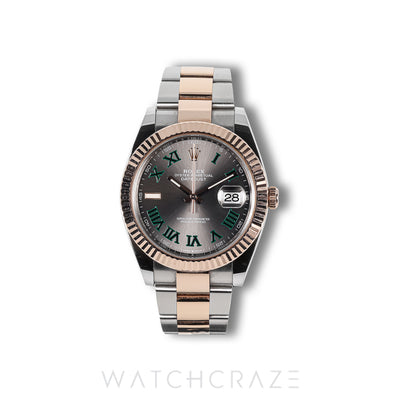 2020 ROLEX DATEJUST TWO TONE ROSE GOLD AND STEEL WIMBLEDON FLUTED OYSTER 41MM 126331
