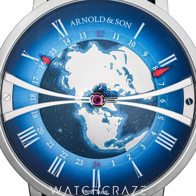 ARNOLD & SONS WORLD TIME GLOBETROTTER STEEL 45MM 1WTAS.U01C.C153S