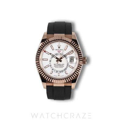 2023 ROLEX SKY-DWELLER ROSE GOLD WHITE DIAL OYSTERFLEX 42MM 336235