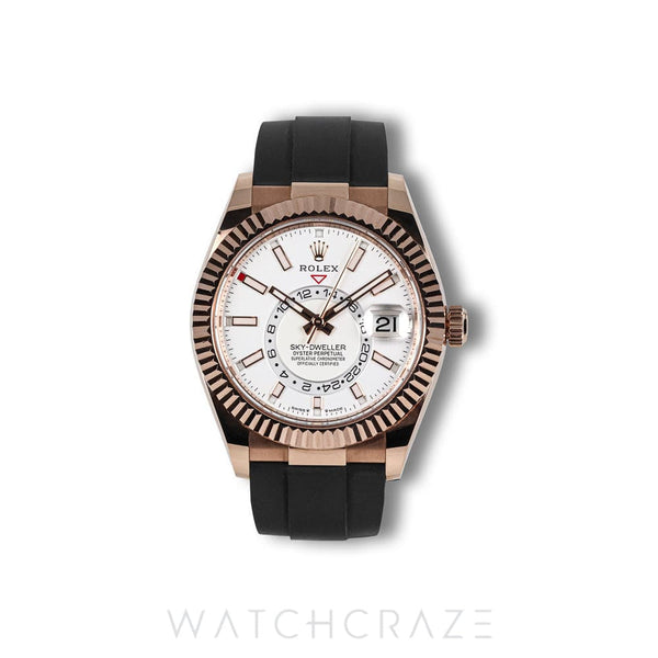 2023 ROLEX SKY-DWELLER ROSE GOLD WHITE DIAL OYSTERFLEX 42MM 336235