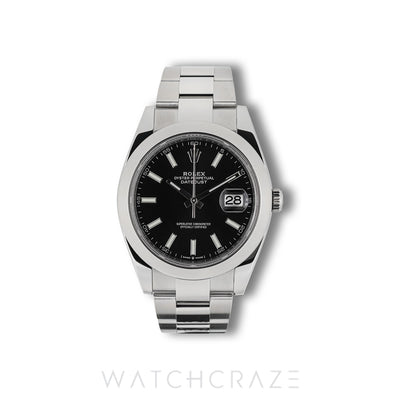 2022 ROLEX DATEJUST OYSTER SMOOTH BEZEL BLACK DIAL 41MM 126300