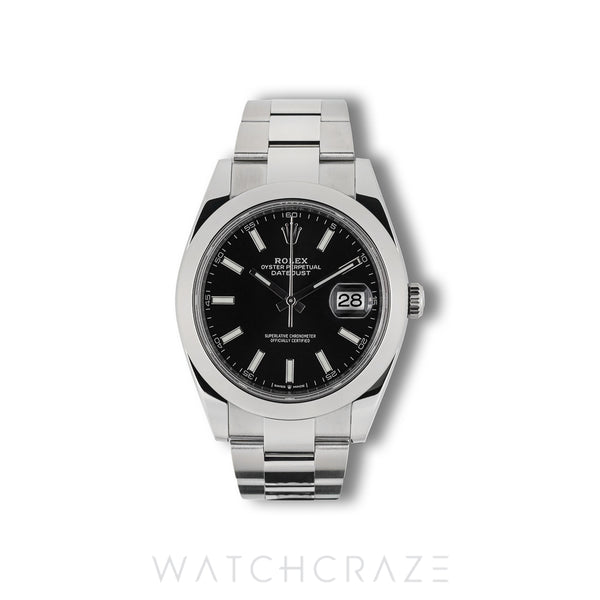 2022 ROLEX DATEJUST OYSTER SMOOTH BEZEL BLACK DIAL 41MM 126300