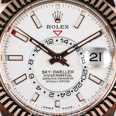 2023 ROLEX SKY-DWELLER ROSE GOLD WHITE DIAL OYSTERFLEX 42MM 336235