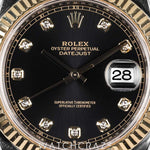2022 ROLEX DATEJUST TWO TONE YELLOW GOLD AND STEEL BLACK DIAL DIAMOND MARKERS 41MM 126333