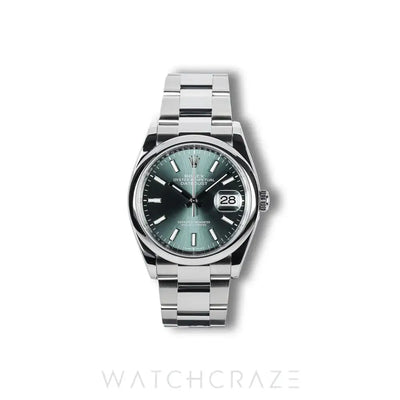 2022 ROLEX DATEJUST SMOOTH OYSTER MINT GREEN DIAL 36MM 126200